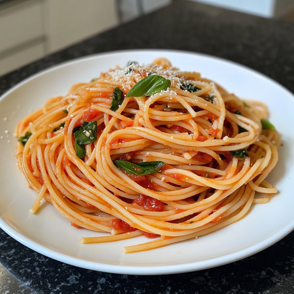 Spaghetti mit Tomaten-Basilikum-Sauce